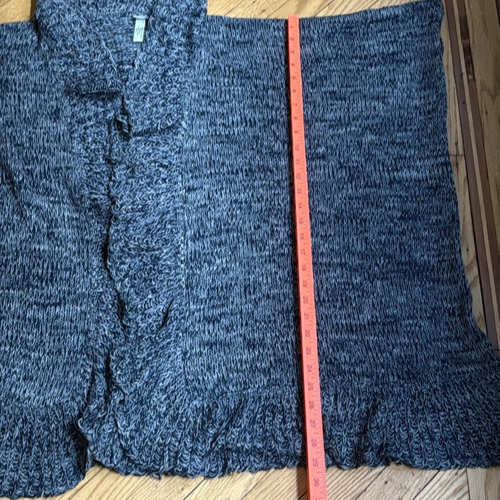 Chico’s Blue Marled Ruffle Knit Poncho Shawl One Size - Picture 4 of 6